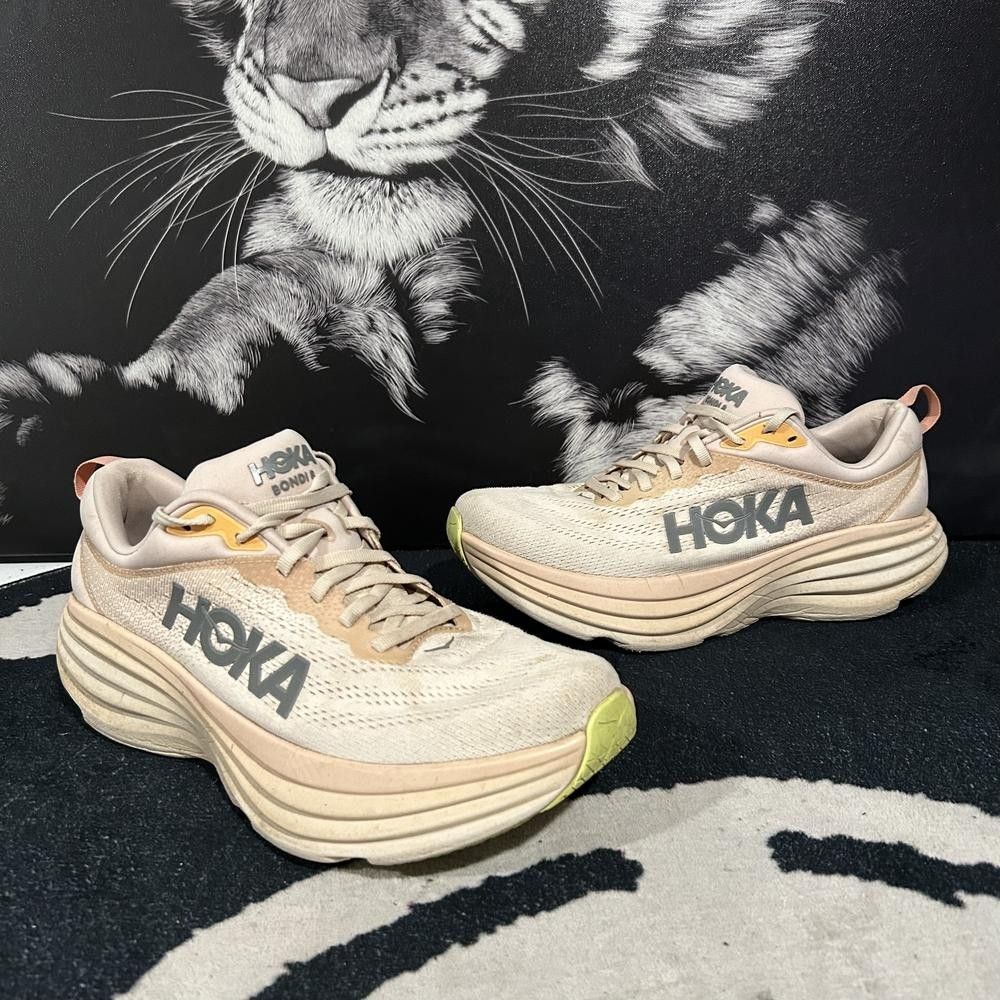 Hoka One One Bondi 8 1127952-CMV Athletic Sneaker Women's 10B Beige Mesh Running